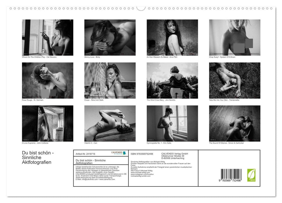 Du bist schön - Sinnliche Aktfotografien (CALVENDO Premium Wandkalender 2027)