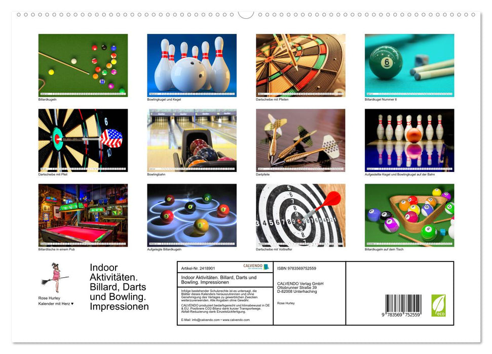Indoor Aktivitäten. Billard, Darts und Bowling. Impressionen (CALVENDO Premium Wandkalender 2027)