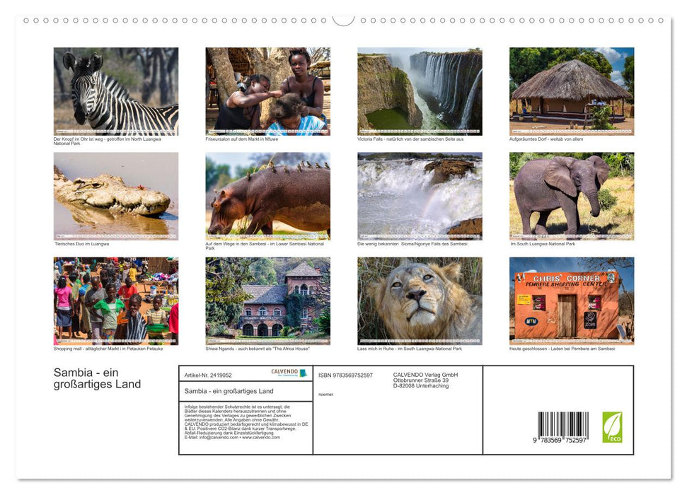 Sambia - ein großartiges Land (CALVENDO Premium Wandkalender 2027)