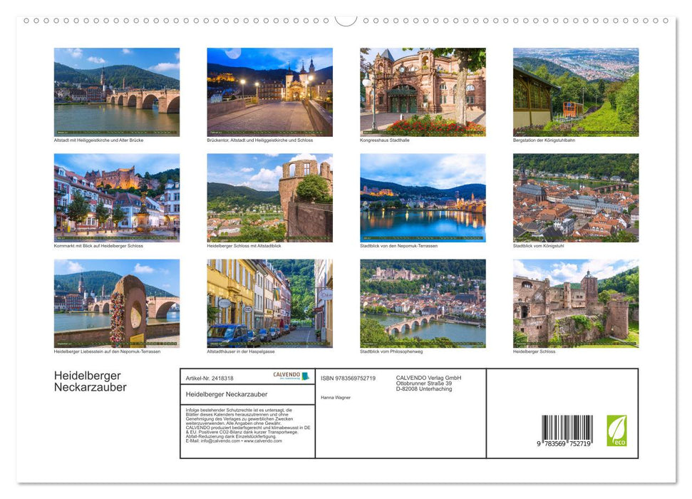 Heidelberger Neckarzauber (CALVENDO Premium Wandkalender 2027)