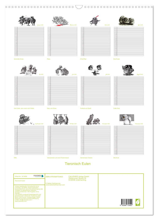 Tieronisch Eulen (CALVENDO Wandkalender 2027)