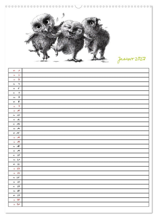 Tieronisch Eulen (CALVENDO Wandkalender 2027)