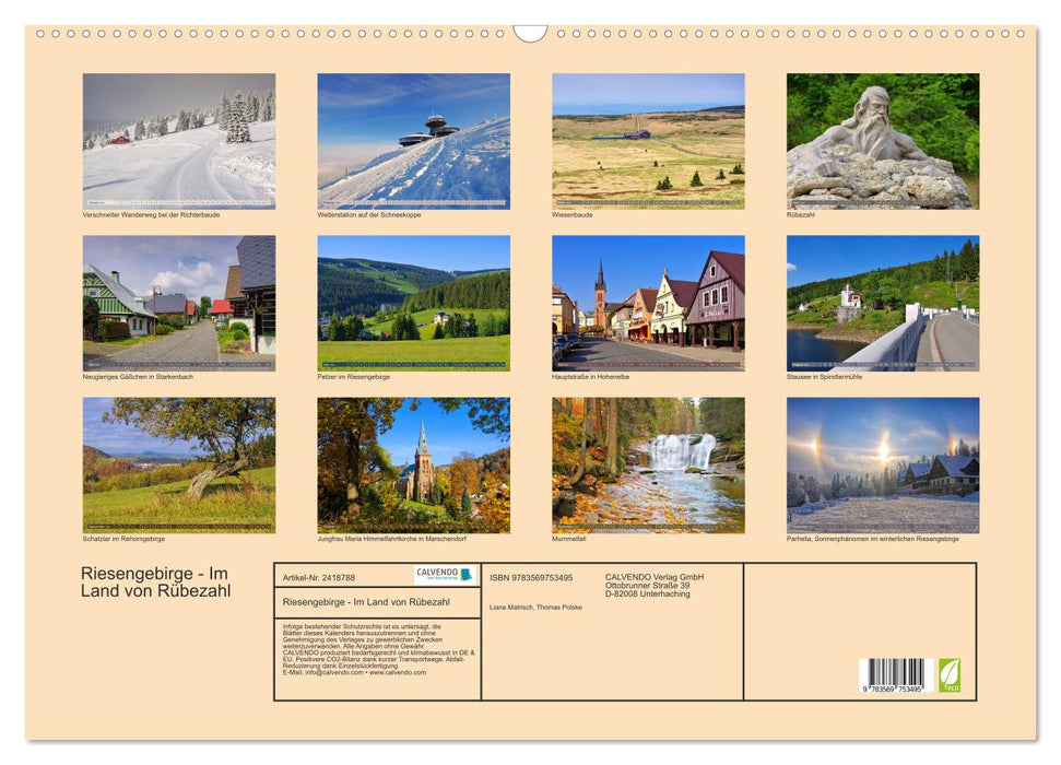 Riesengebirge - Im Land von Rübezahl (CALVENDO Wandkalender 2027)