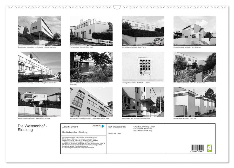 Die Weissenhof - Siedlung (CALVENDO Wandkalender 2027)