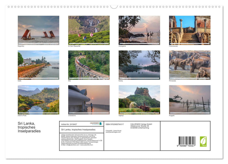 Sri Lanka, tropisches Inselparadies (CALVENDO Premium Wandkalender 2027)