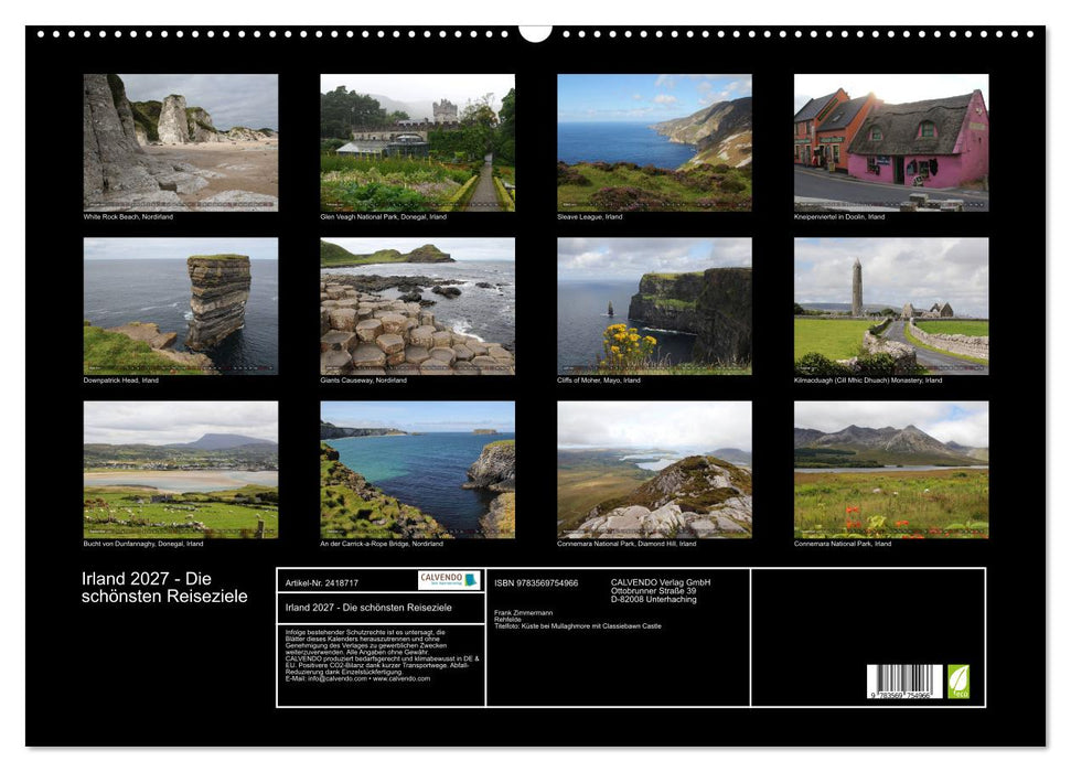 Irland 2027 - Die schönsten Reiseziele (CALVENDO Wandkalender 2027)