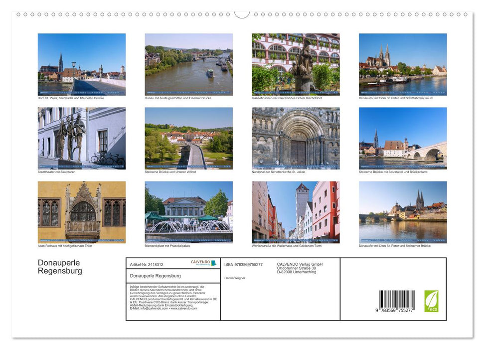 Donauperle Regensburg (CALVENDO Premium Wandkalender 2027)