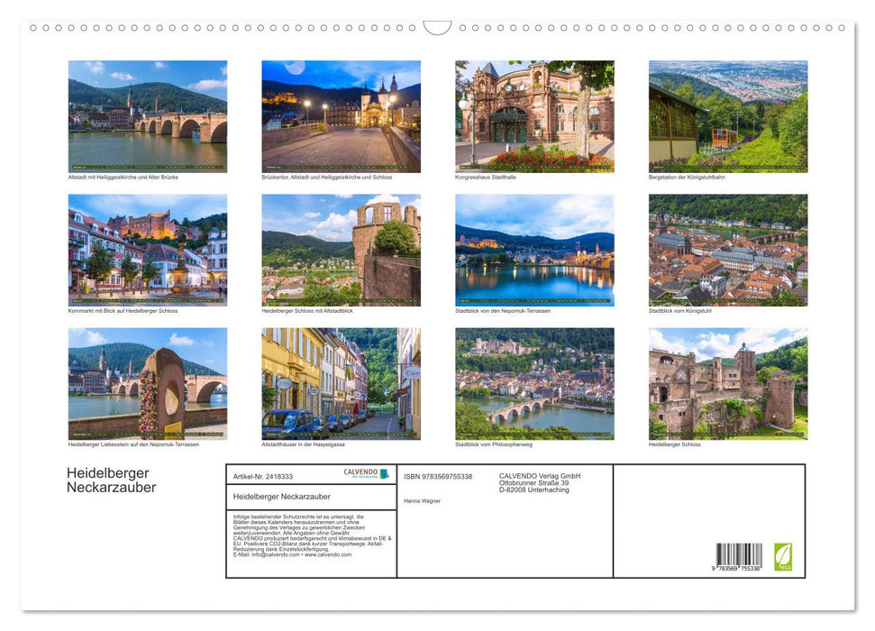 Heidelberger Neckarzauber (CALVENDO Wandkalender 2027)