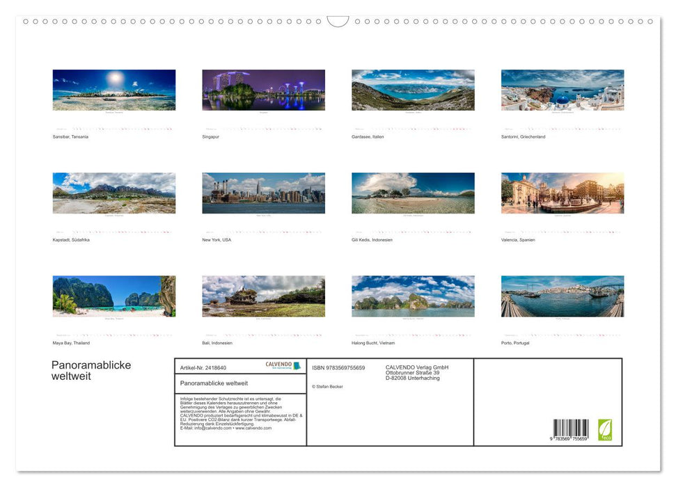 Panoramablicke weltweit (CALVENDO Wandkalender 2027)