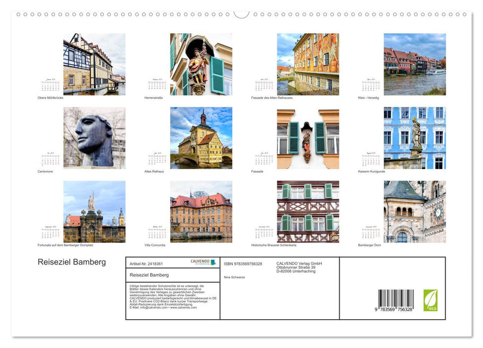 Reiseziel Bamberg (CALVENDO Premium Wandkalender 2027)