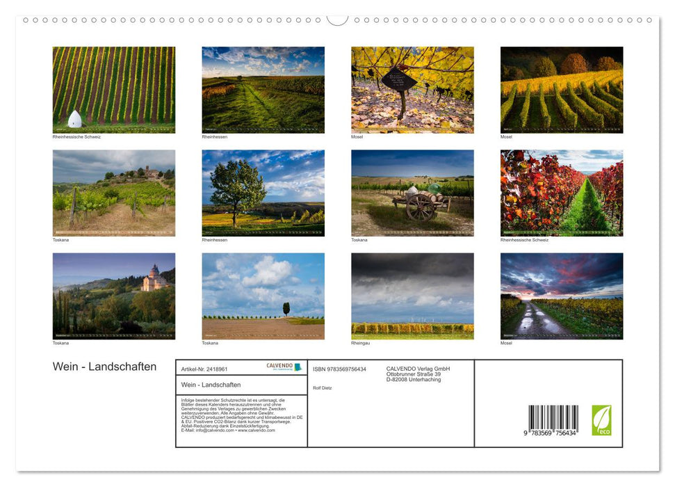 Wein - Landschaften (CALVENDO Premium Wandkalender 2027)