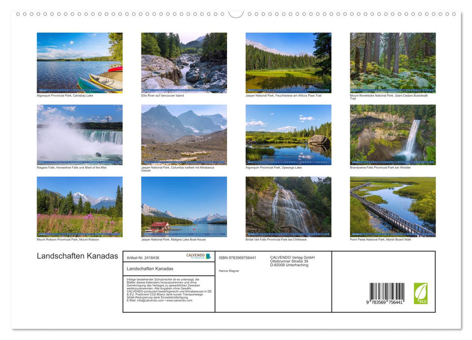 Landschaften Kanadas (CALVENDO Premium Wandkalender 2027)