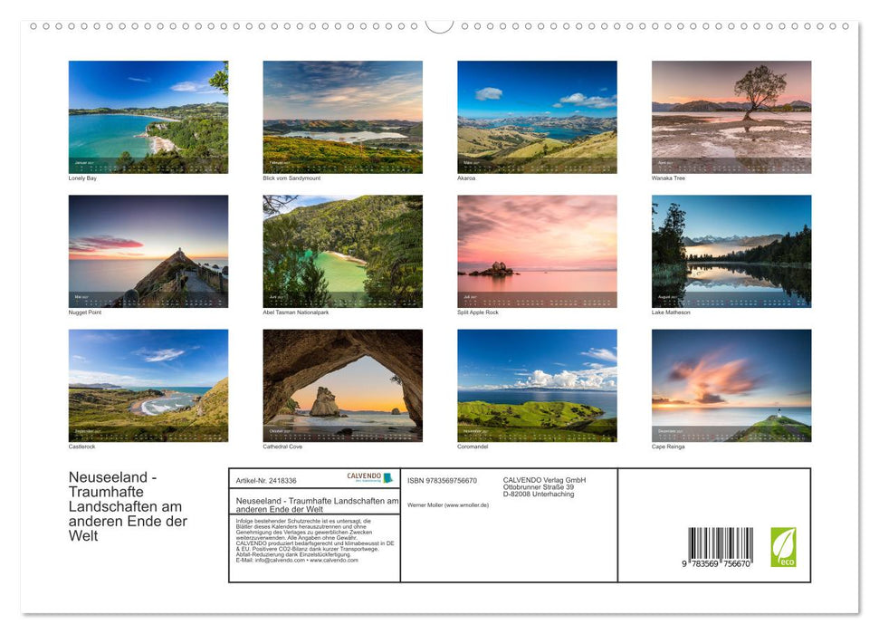 Neuseeland - Traumhafte Landschaften am anderen Ende der Welt (CALVENDO Premium Wandkalender 2027)