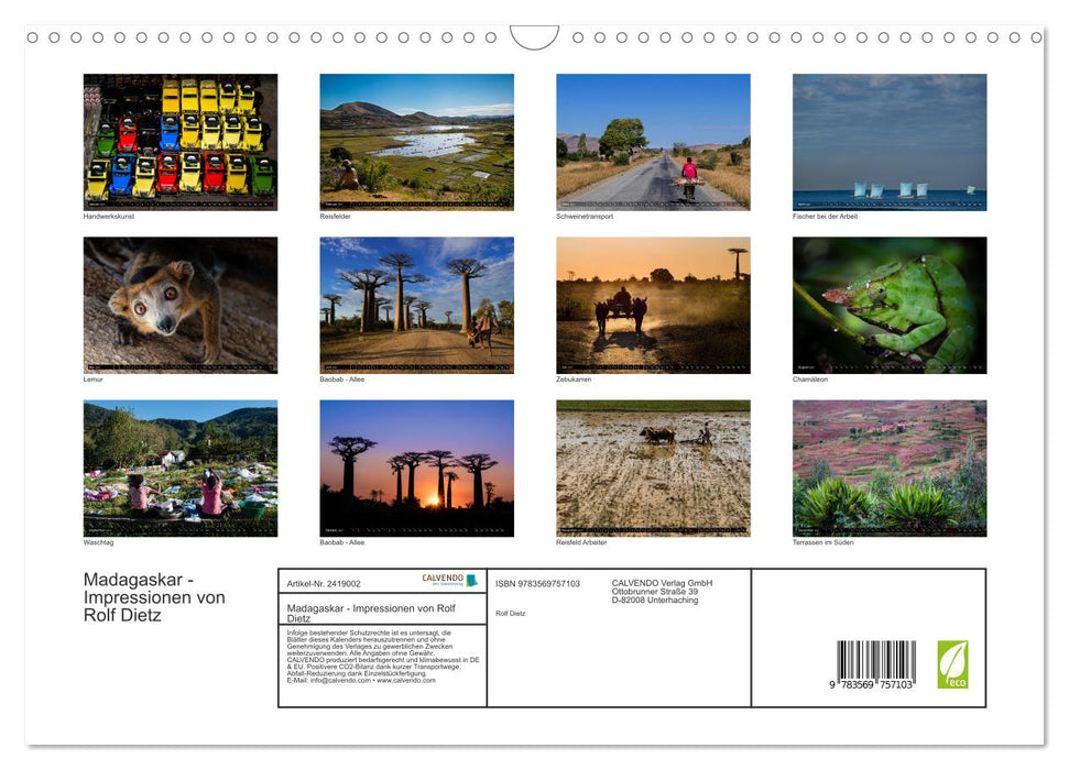 Madagaskar - Impressionen von Rolf Dietz (CALVENDO Wandkalender 2027)