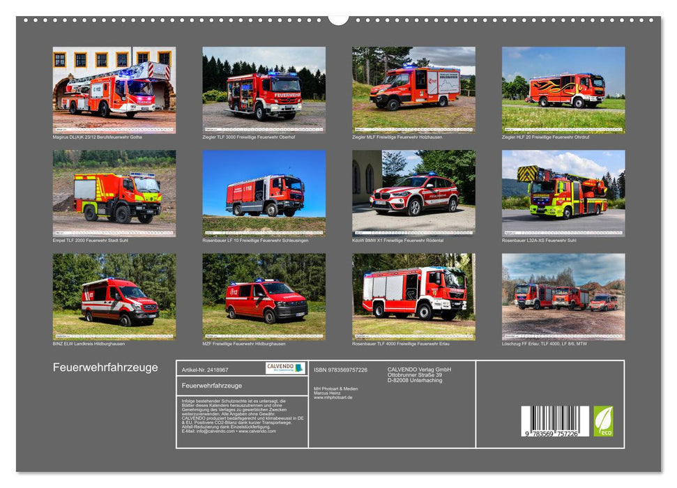 Feuerwehrfahrzeuge (CALVENDO Premium Wandkalender 2027)