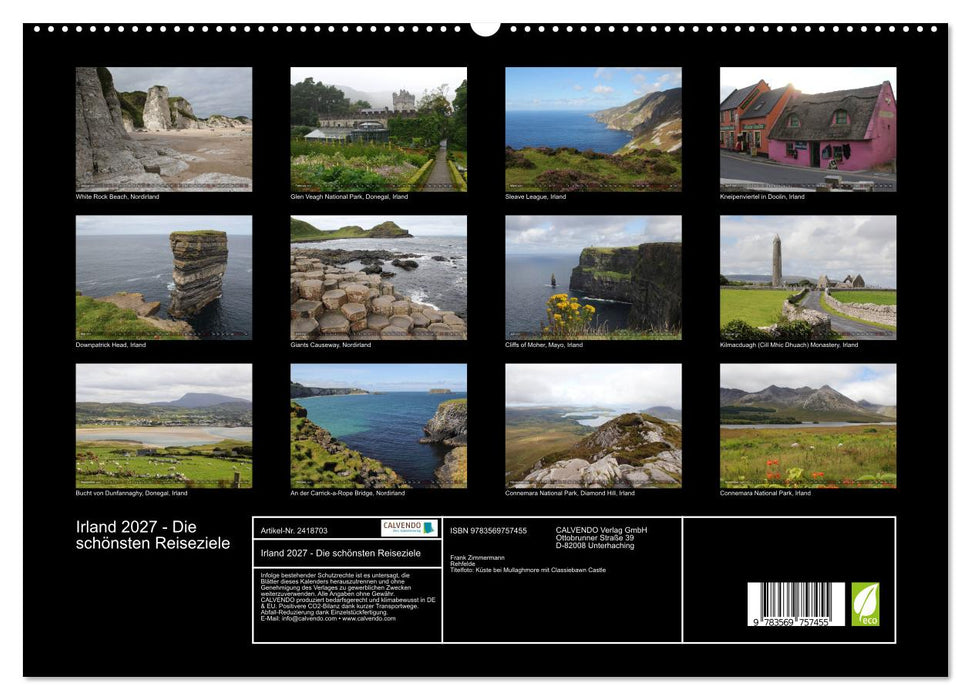 Irland 2027 - Die schönsten Reiseziele (CALVENDO Premium Wandkalender 2027)