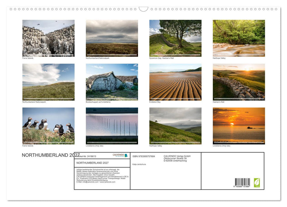 NORTHUMBERLAND 2027 (CALVENDO Wandkalender 2027)