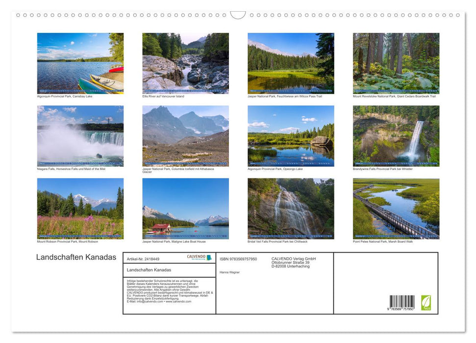 Landschaften Kanadas (CALVENDO Wandkalender 2027)