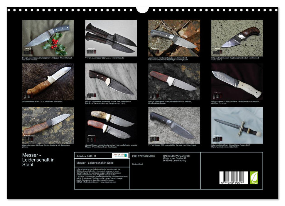 Messer - Leidenschaft in Stahl (CALVENDO Wandkalender 2027)