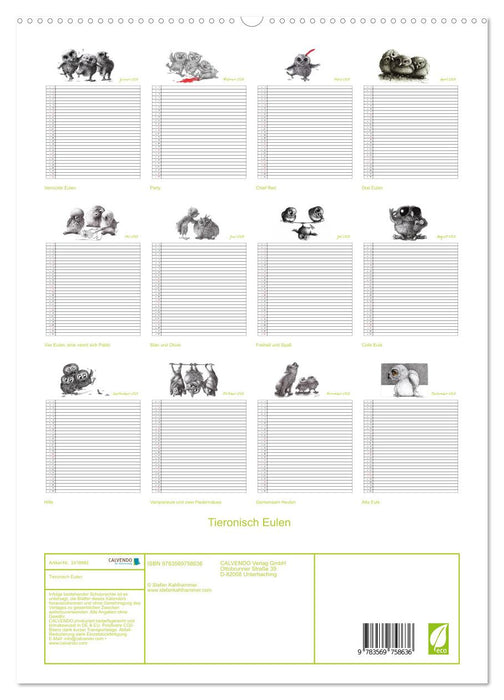Tieronisch Eulen (CALVENDO Premium Wandkalender 2027)