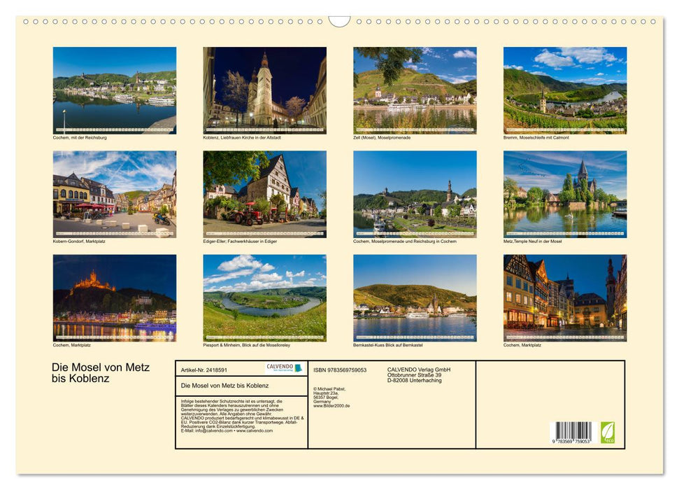 Die Mosel von Metz bis Koblenz (CALVENDO Wandkalender 2027)