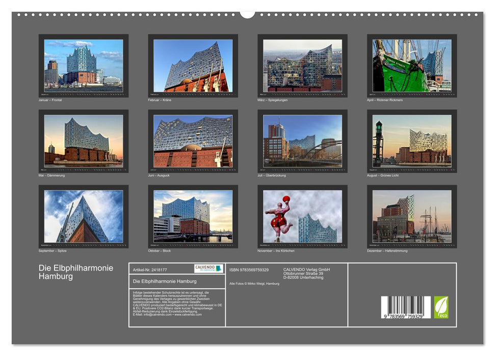 Die Elbphilharmonie Hamburg (CALVENDO Premium Wandkalender 2027)