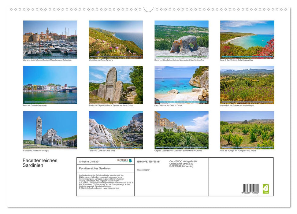 Facettenreiches Sardinien (CALVENDO Wandkalender 2027)