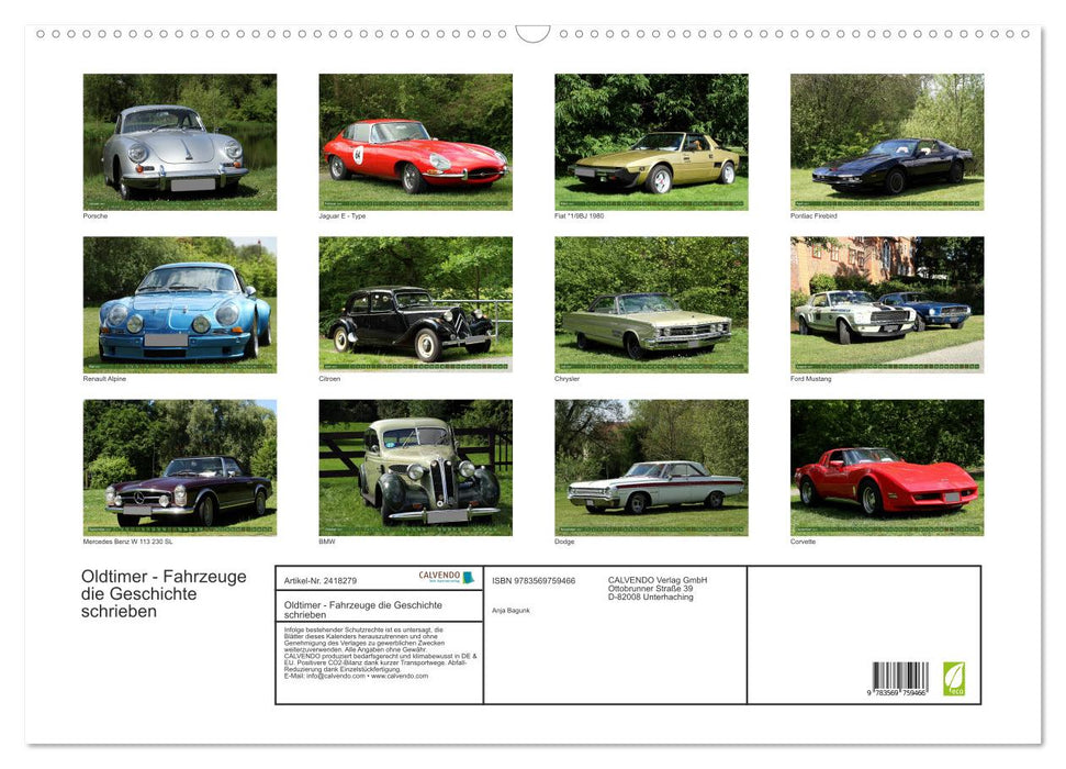 Oldtimer - Fahrzeuge die Geschichte schrieben (CALVENDO Wandkalender 2027)