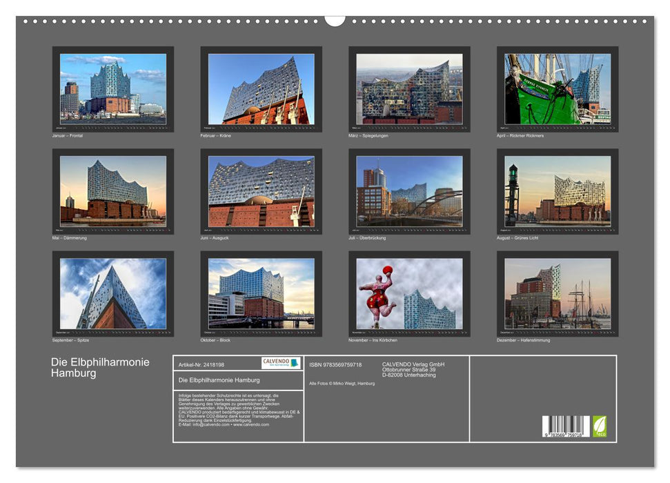 Die Elbphilharmonie Hamburg (CALVENDO Wandkalender 2027)