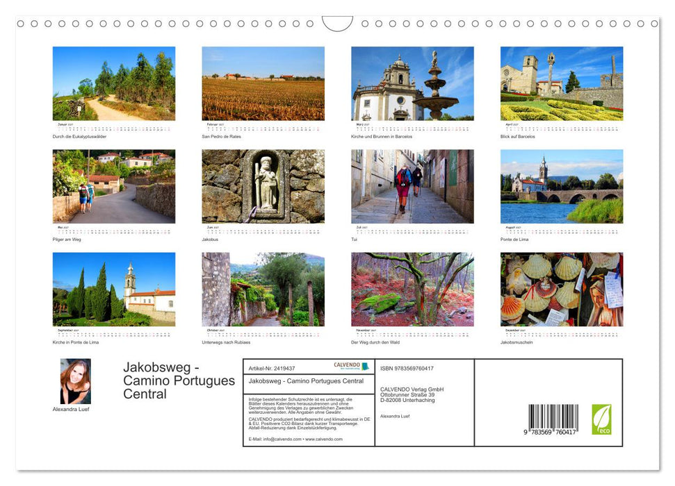 Jakobsweg - Camino Portugues Central (CALVENDO Wandkalender 2027)