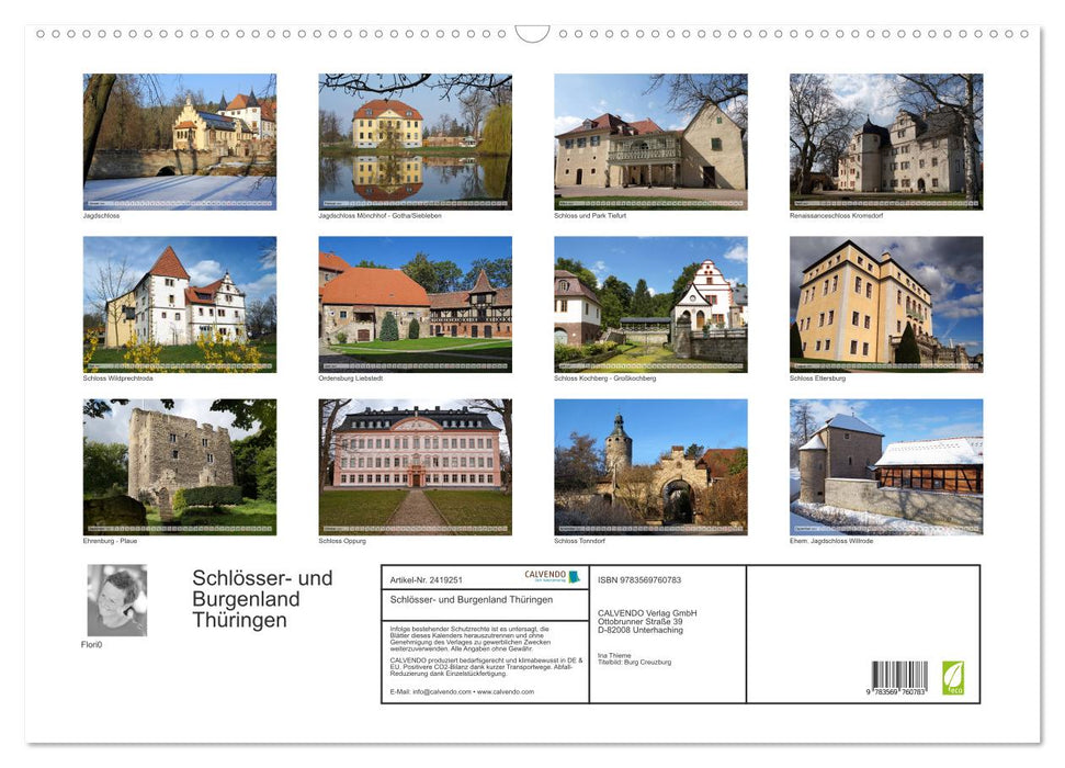 Schlösser- und Burgenland Thüringen (CALVENDO Wandkalender 2027)