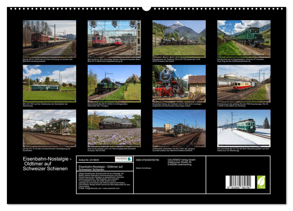Eisenbahn-Nostalgie - Oldtimer auf Schweizer Schienen (CALVENDO Premium Wandkalender 2027)