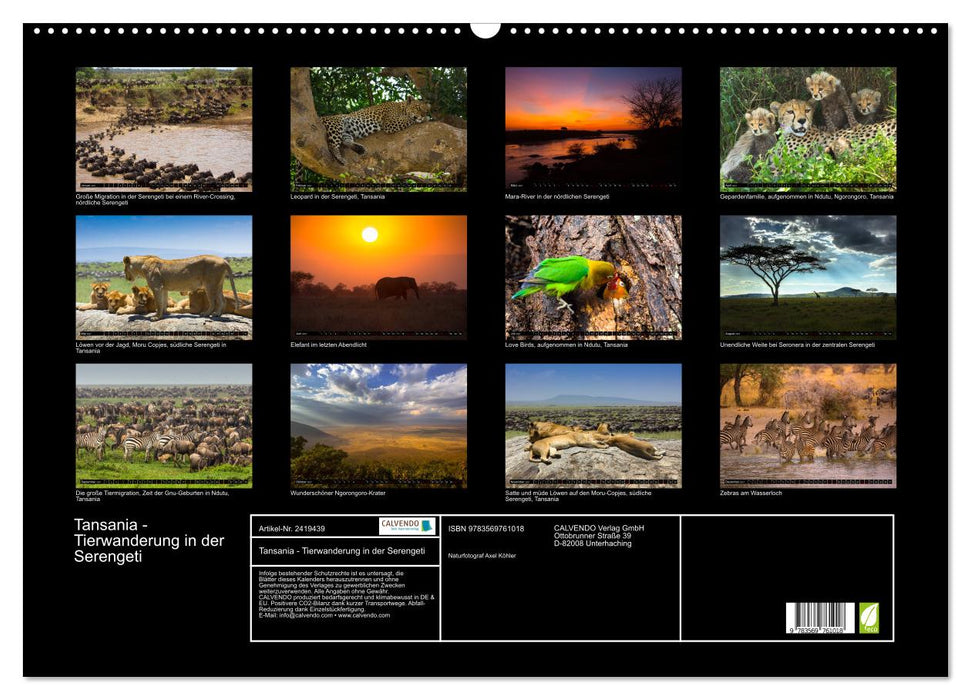 Tansania - Tierwanderung in der Serengeti (CALVENDO Wandkalender 2027)