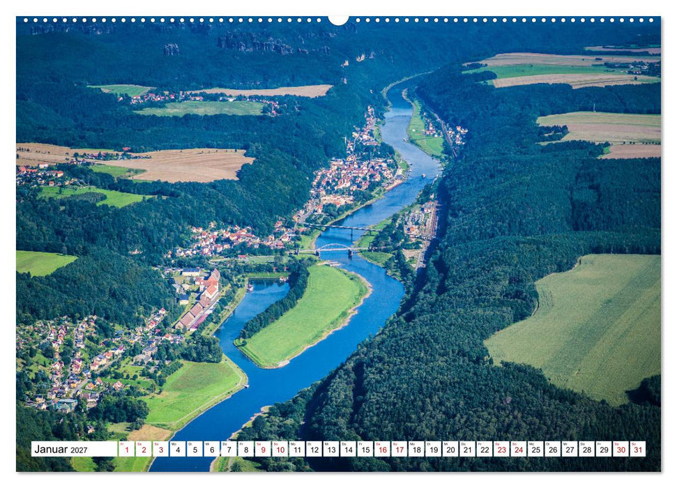 Sachsens Glanz - historische Höhepunkte aus der Vogelperspektive (CALVENDO Premium Wandkalender 2027)