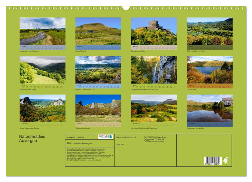 Naturparadies Auvergne (CALVENDO Wandkalender 2027)