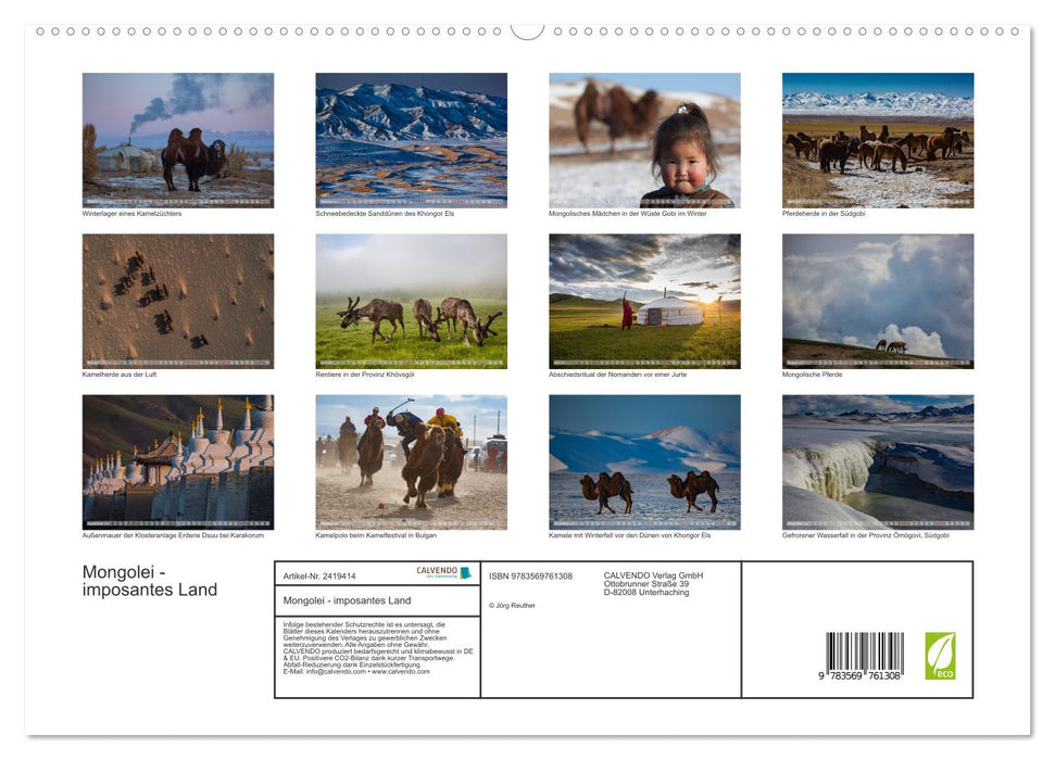 Mongolei - imposantes Land (CALVENDO Premium Wandkalender 2027)