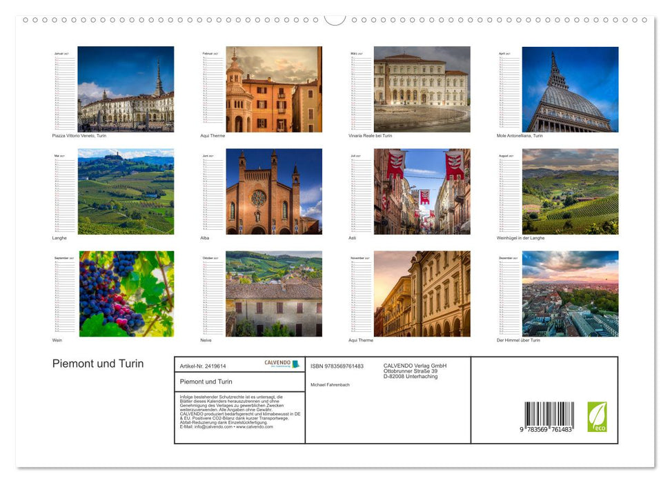 Piemont und Turin (CALVENDO Premium Wandkalender 2027)