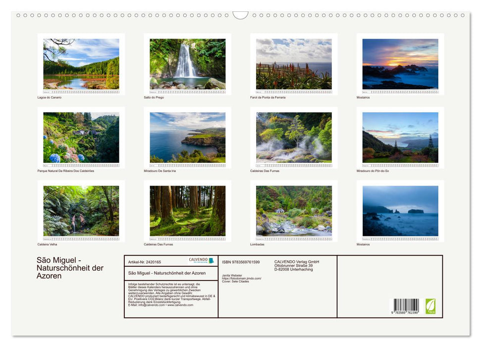 São Miguel - Naturschönheit der Azoren (CALVENDO Wandkalender 2027)