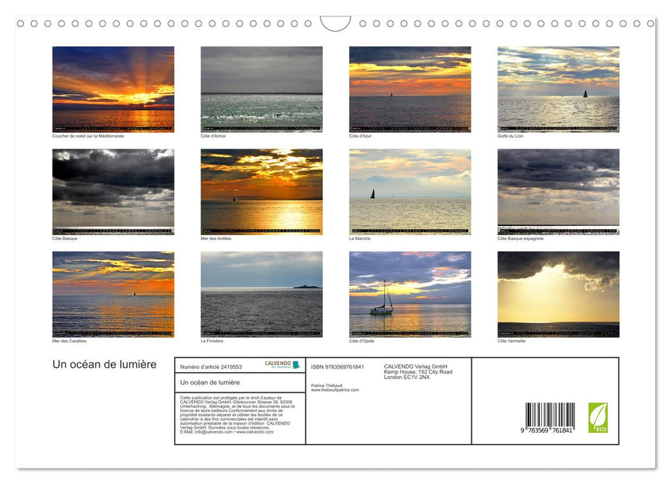 Un océan de lumière (CALVENDO Calendrier mensuel 2027)