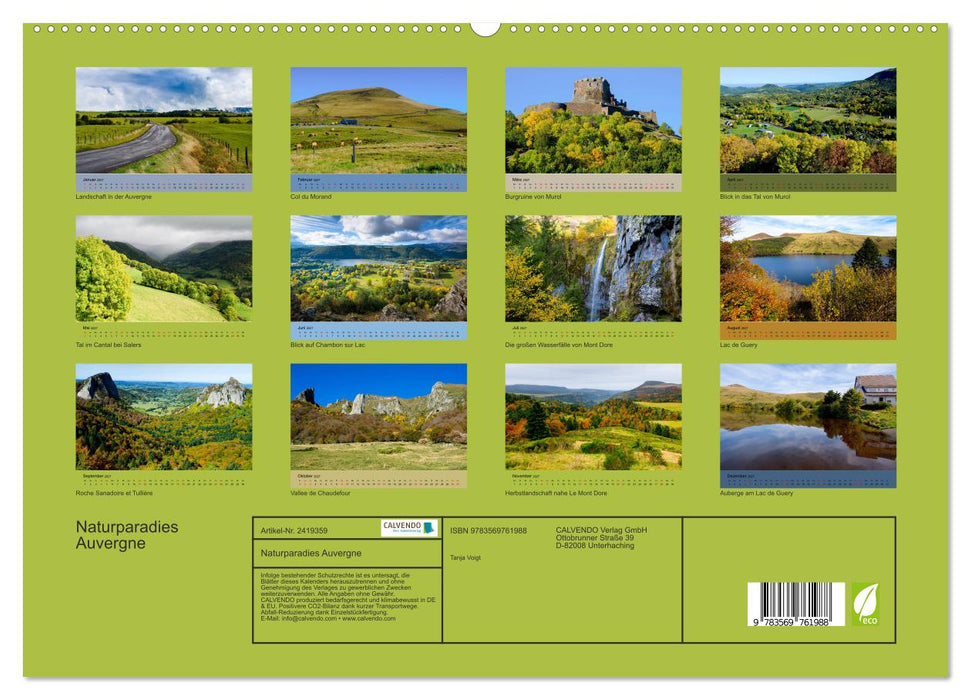 Naturparadies Auvergne (CALVENDO Premium Wandkalender 2027)