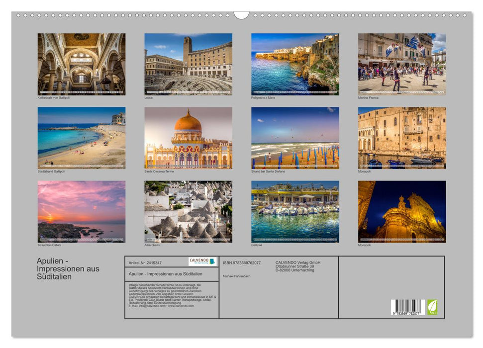 Apulien - Impressionen aus Süditalien (CALVENDO Wandkalender 2027)