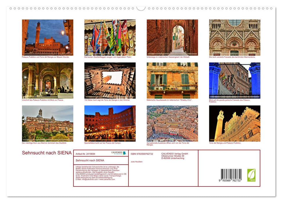 Sehnsucht nach SIENA (CALVENDO Premium Wandkalender 2027)