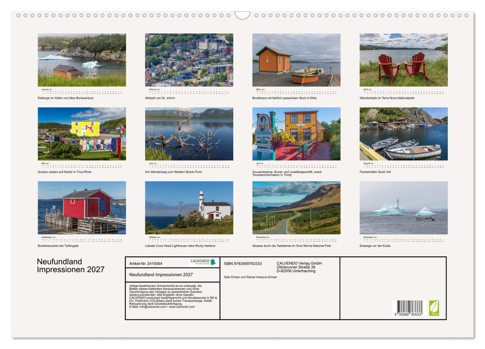 Neufundland Impressionen 2027 (CALVENDO Wandkalender 2027)