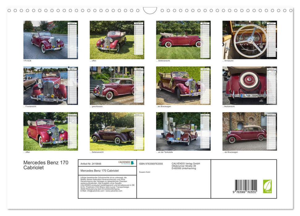 Mercedes Benz 170 Cabriolet (CALVENDO Wandkalender 2027)