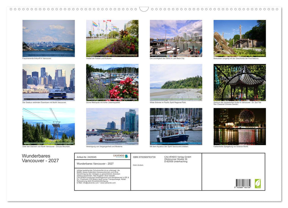 Wunderbares Vancouver - 2027 (CALVENDO Wandkalender 2027)