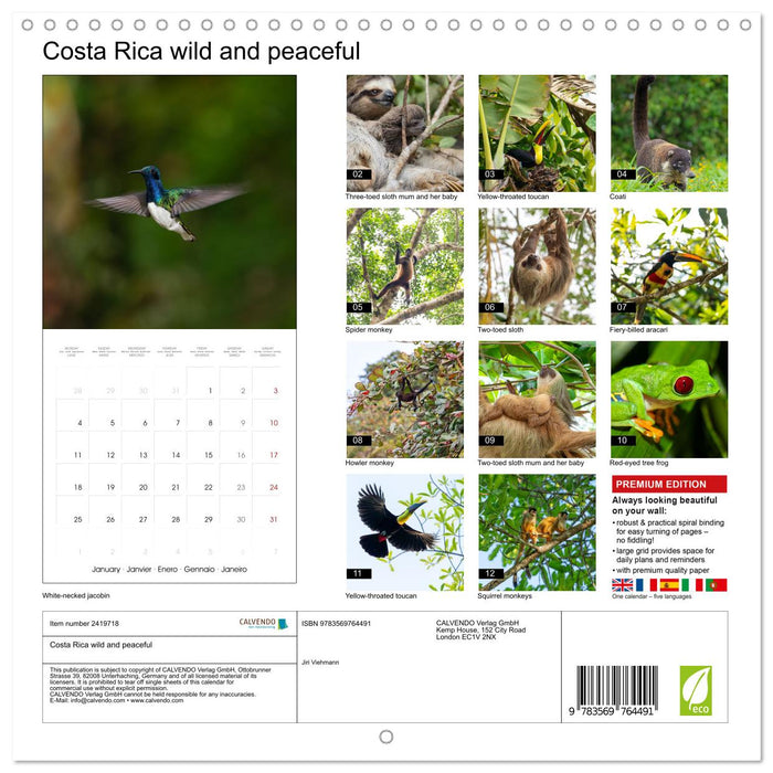 Costa Rica wild and peaceful (CALVENDO Monthly Calendar 2027)