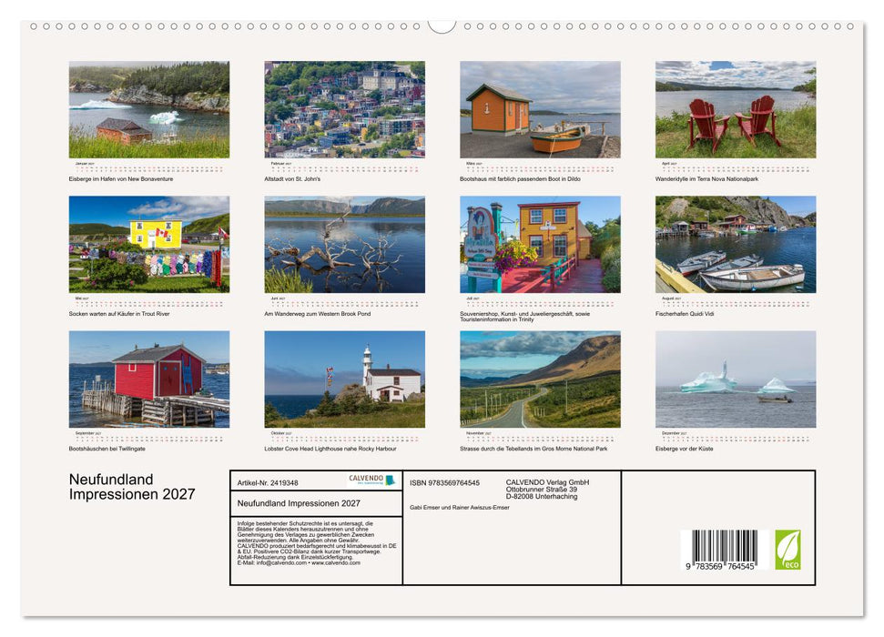 Neufundland Impressionen 2027 (CALVENDO Premium Wandkalender 2027)