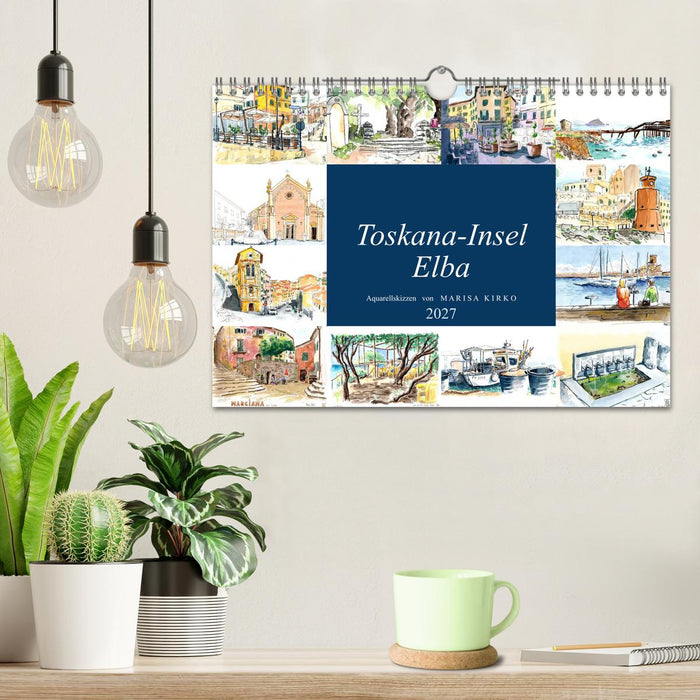 Toskana-Insel Elba - Aquarellskizzen (CALVENDO Wandkalender 2027)