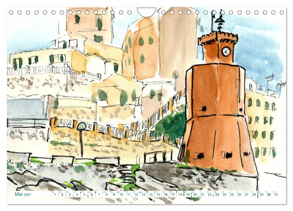 Toskana-Insel Elba - Aquarellskizzen (CALVENDO Wandkalender 2027)