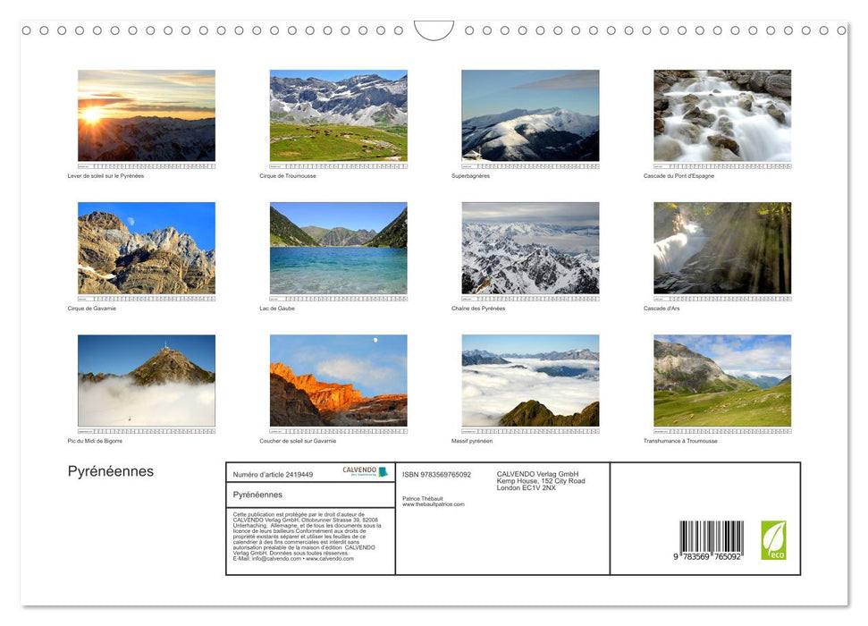 Pyrénéennes (CALVENDO Calendrier mensuel 2027)
